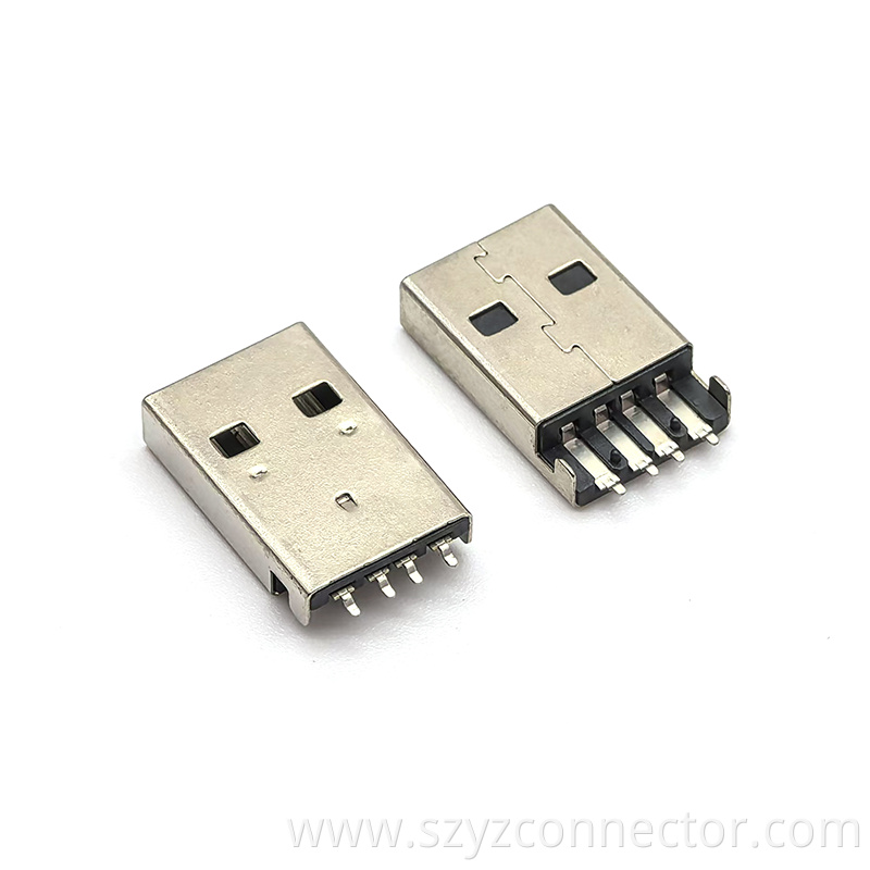USB 2.0 male head sinking board surface mount interface